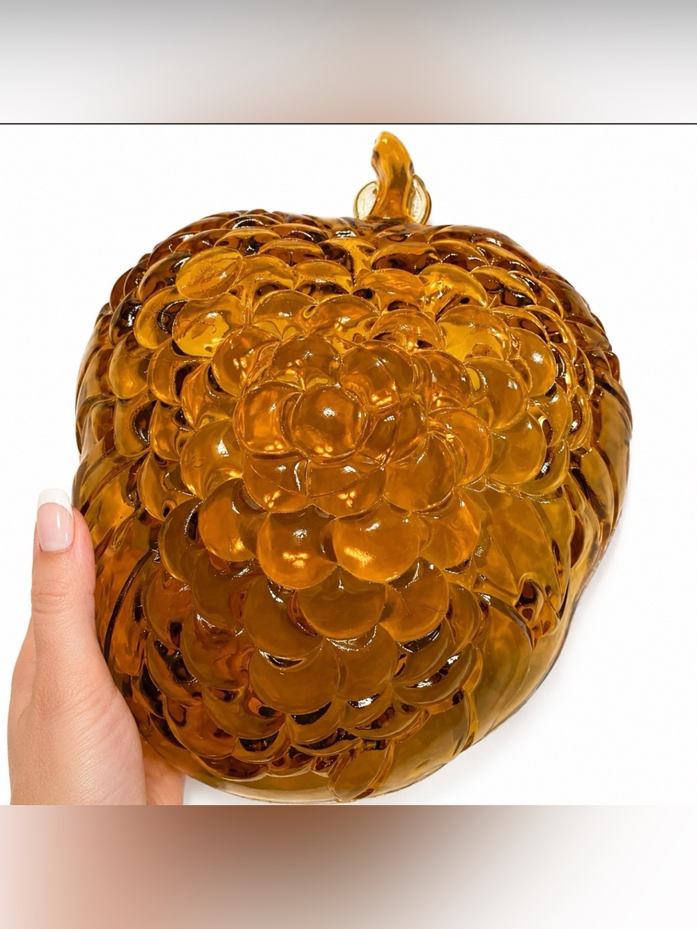 Indiana Glass Co Large Grape Shaped Amber Glass Fruit Serving Bowl Pristine